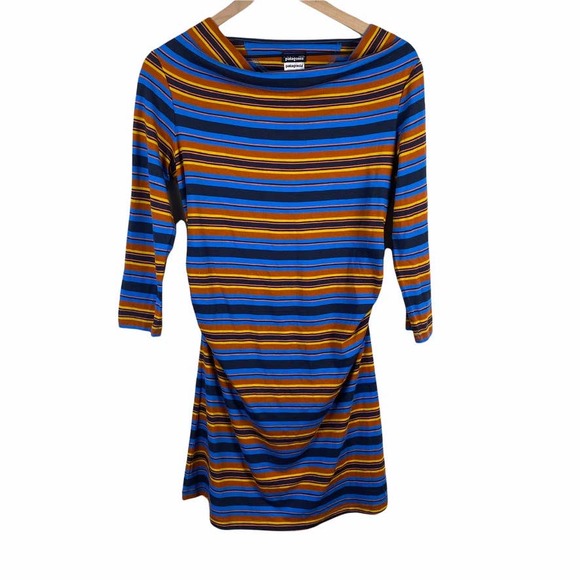 Patagonia Hatty Stripe Kamala Cowl Neck Dress Sz M - Picture 2 of 7